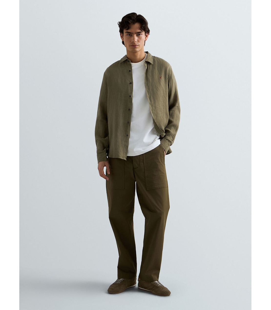 ガーメントダイリネンシャツ 詳細画像 モスグリーン 2